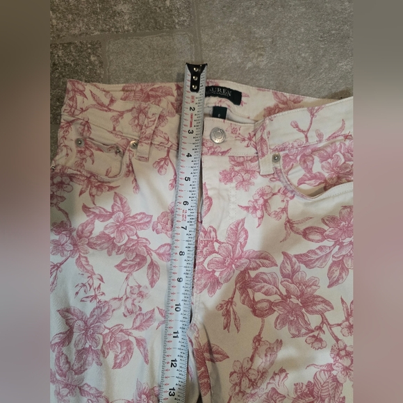 Lauren Ralph Lauren Floral Pink Women's Jeans White Straight Skinny 0 Spring XS - Picture 5 of 11